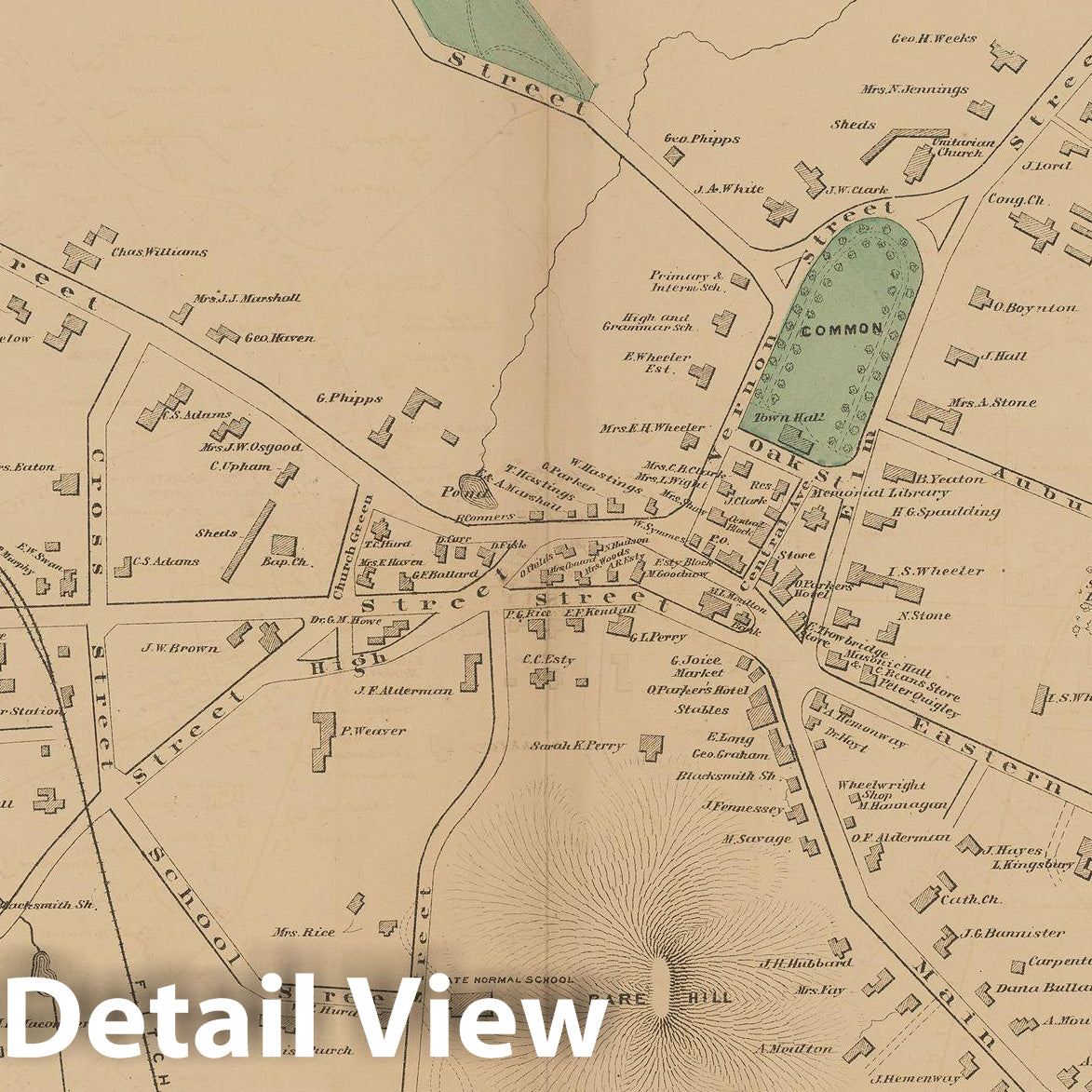 Historic Map : Official Topographical Atlas of Massachusetts, Framingham 1871 , Vintage Wall Art