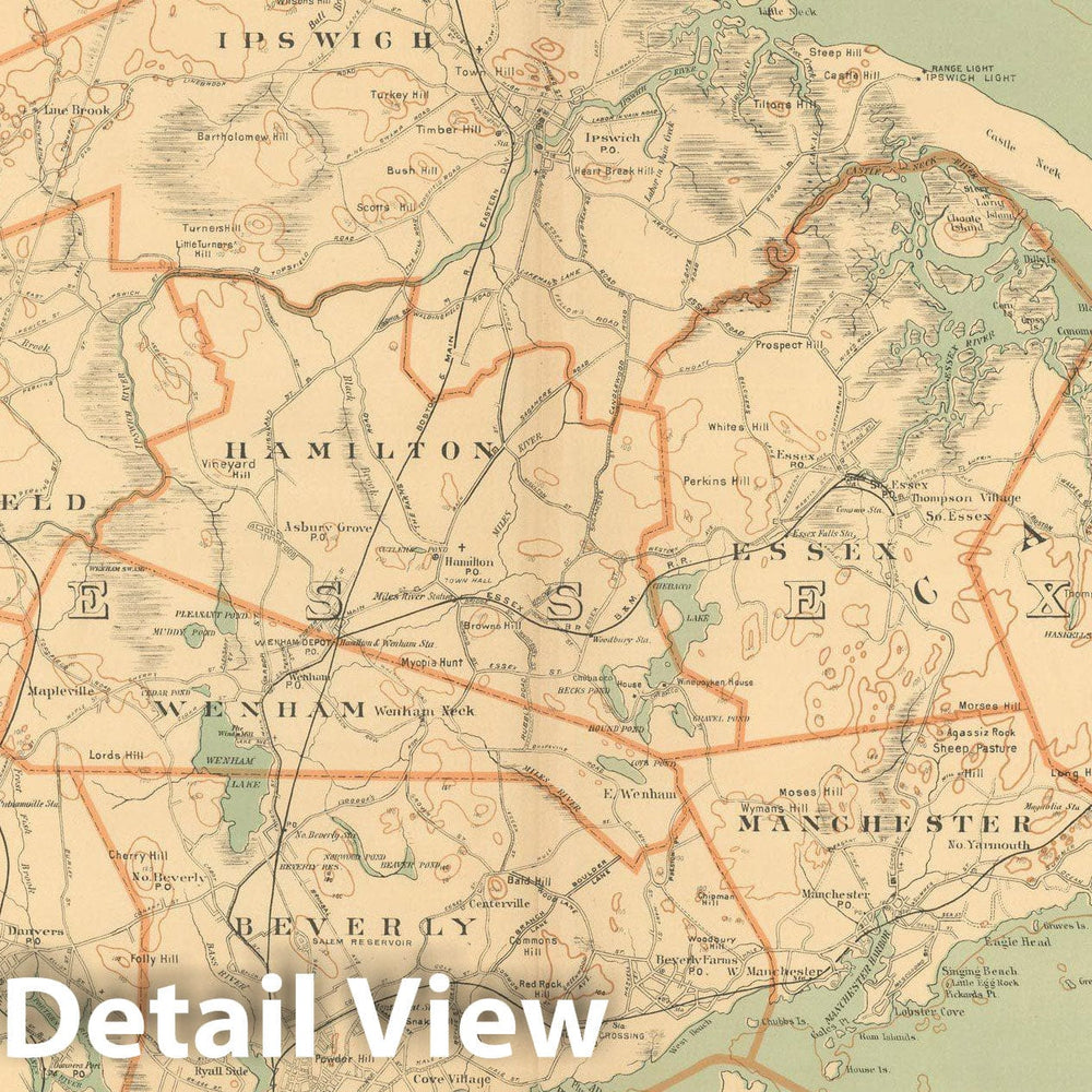 Historic Map : Atlas of Massachusetts, Essex County, Cape Ann 1904 , Vintage Wall Art