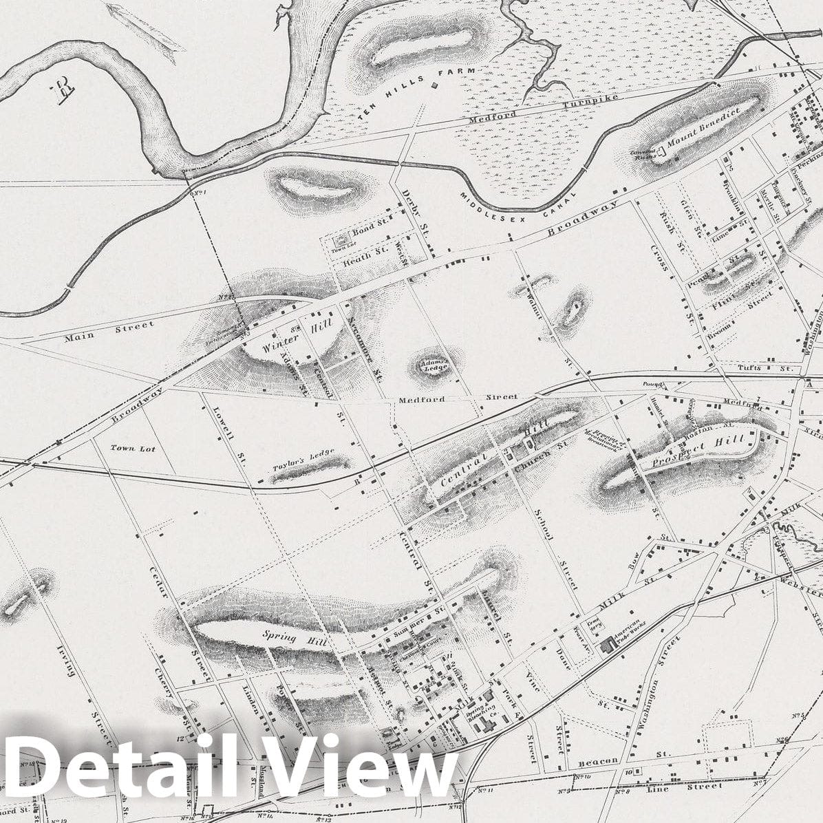 Historic Map : Somerville, Somerville 1852 , Vintage Wall Art