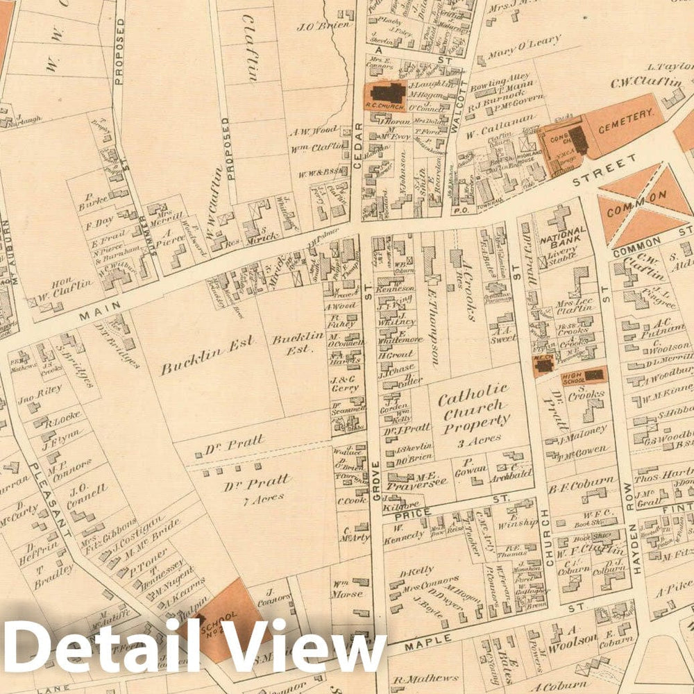 Historic Map : County Atlas of Middlesex Massachusetts, Hopkinton 1875 , Vintage Wall Art
