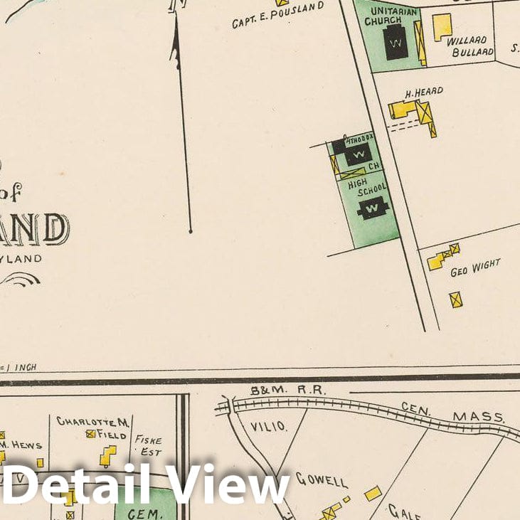 Historic Map : Atlas of Middlesex County, Massachusetts, Wayland & Weston 1889 , Vintage Wall Art