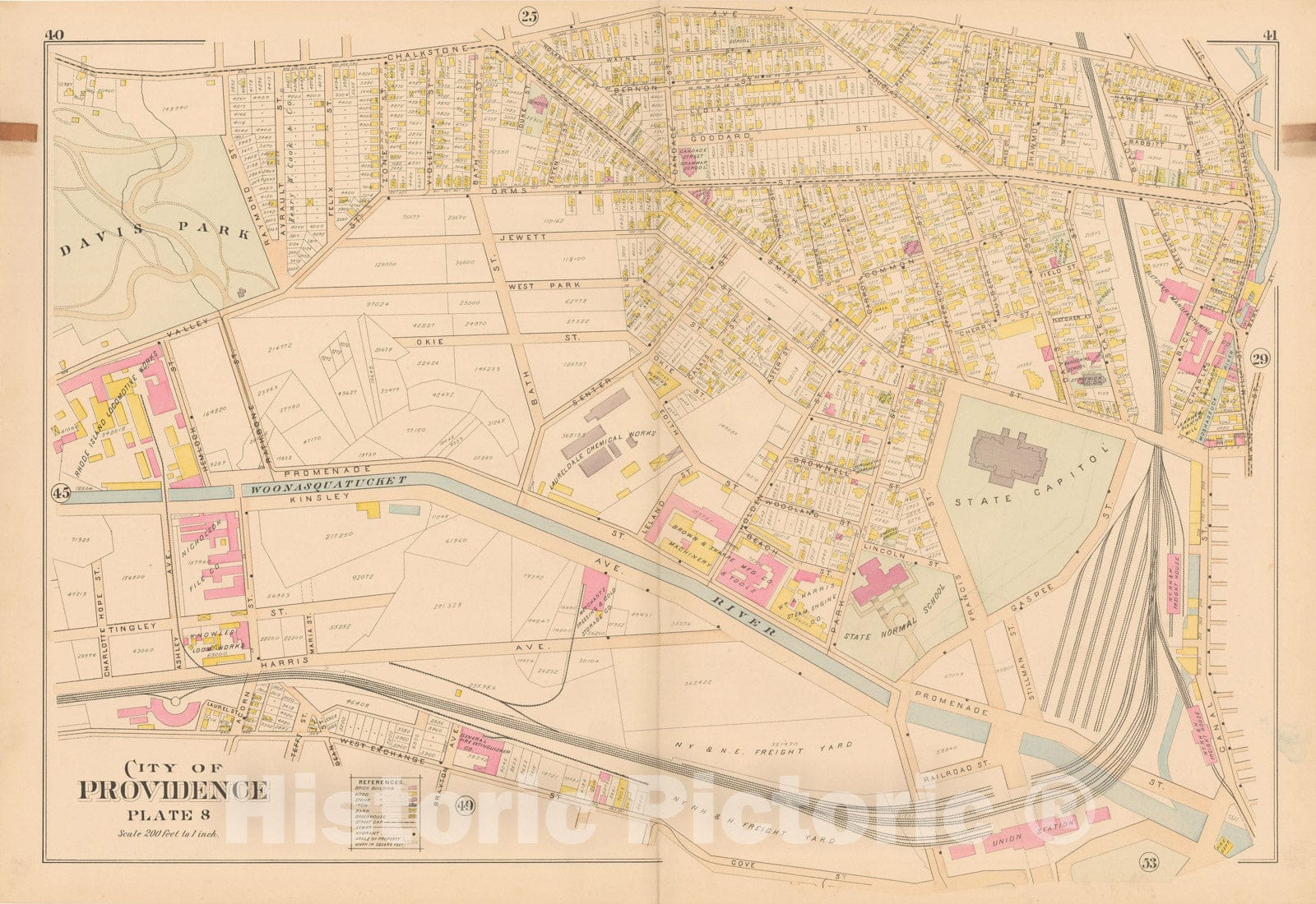 Historic Map : Atlas of Providence County, Providence 1895 Plate 008 , Vintage Wall Art