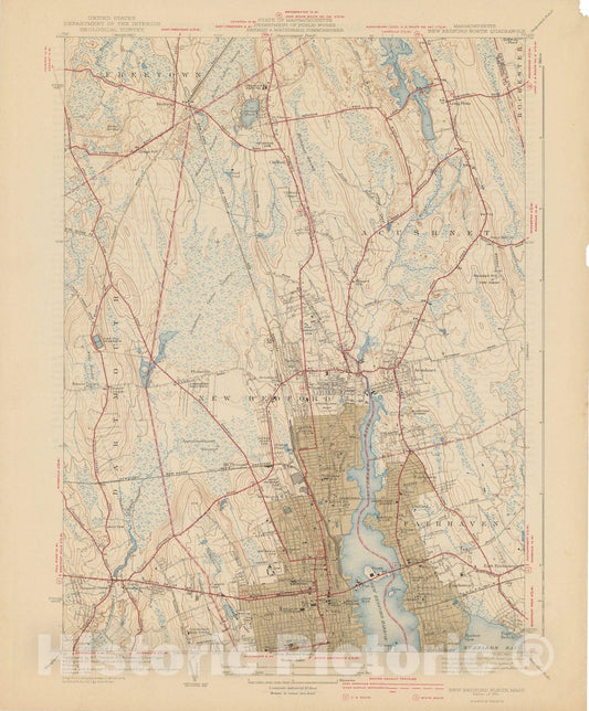 Historic Map : USGS 7.5 Minute Sheets and Quadrangles, Acushnet & Fairhaven & New Bedford 1941 Topographic Map , Vintage Wall Art