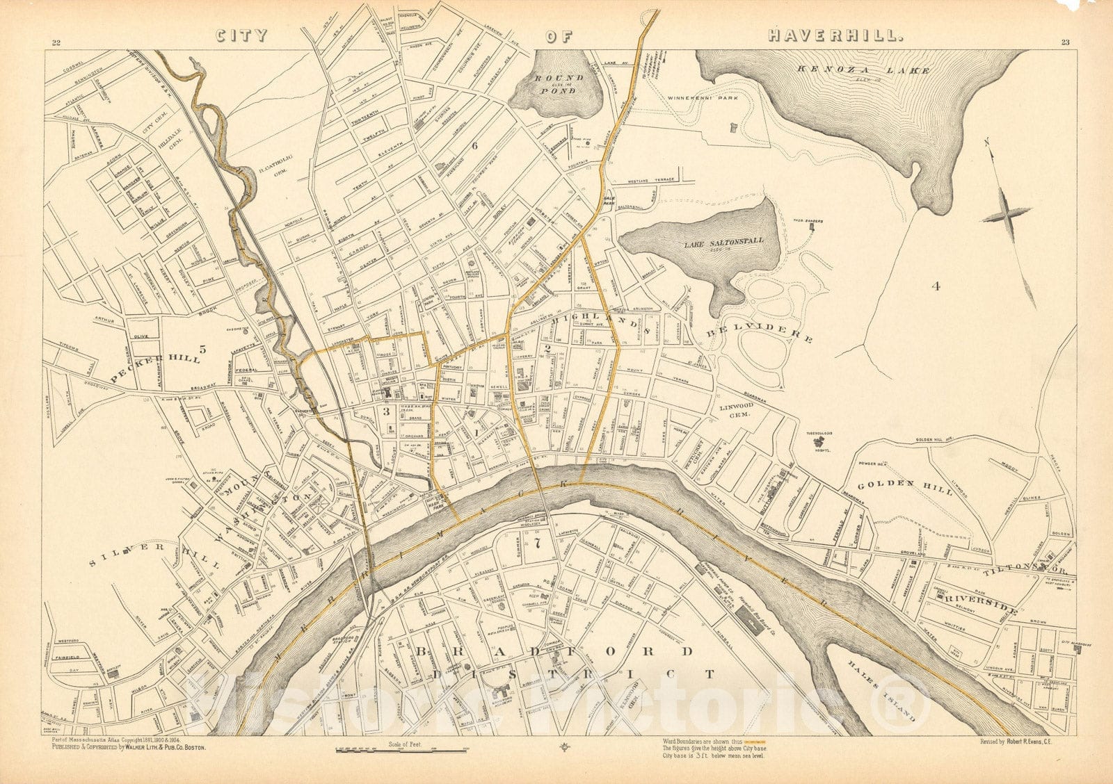 Historic Map : Haverhill 1908 , Topographical Atlas of Massachusetts , Vintage Wall Art
