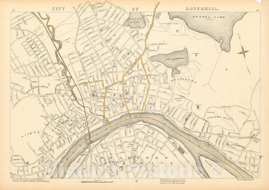 Historic Map : Haverhill 1908 , Topographical Atlas of Massachusetts , Vintage Wall Art