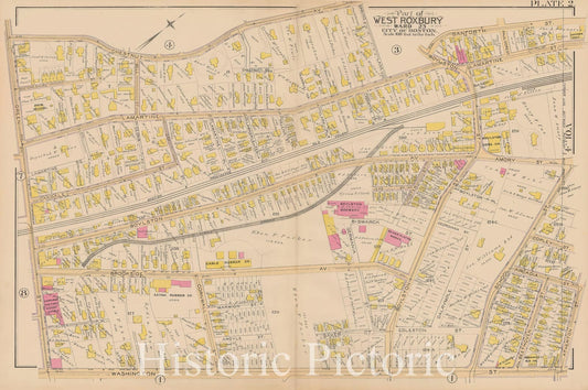 Historic Map : Suffolk County, Jamaica Plain & Roxbury 1890 Plate 002 , Vintage Wall Art
