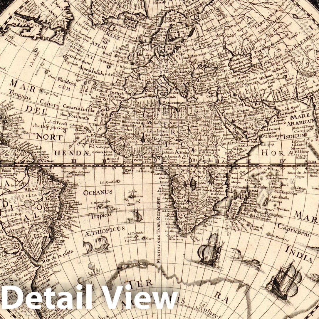 Historic Map : The World 1630 , Vintage Wall Art
