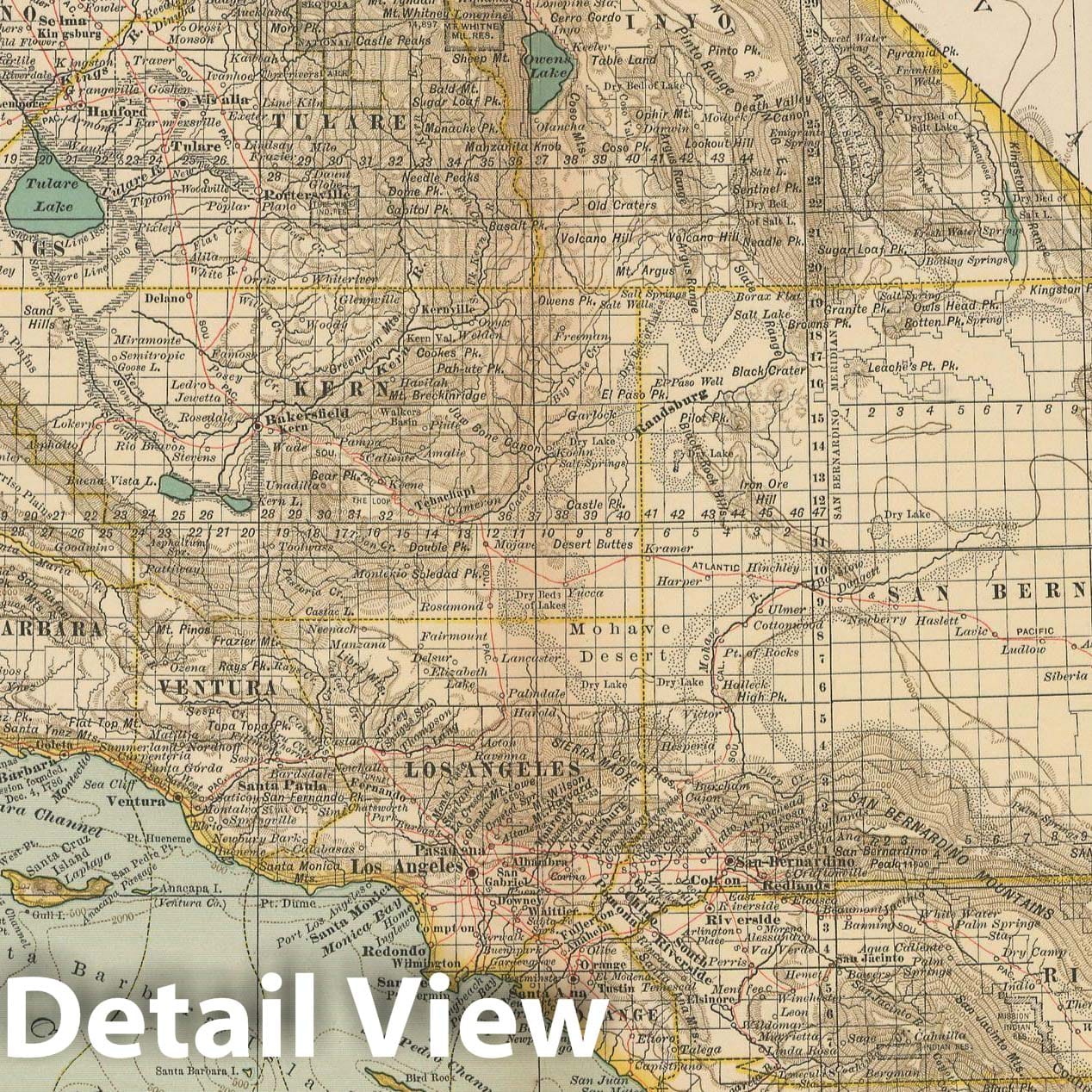 Historic Map : California 1897 , The Century Atlas World , Vintage Wall Art