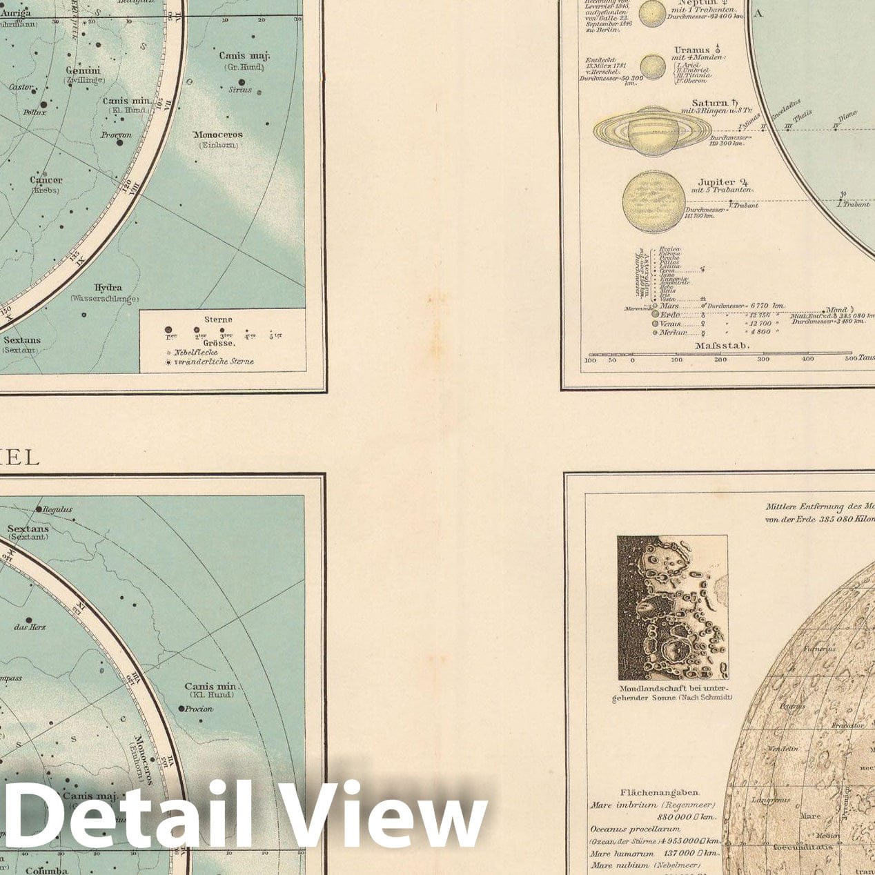 Historic Map : Astrological Charts, 1899 , Andrees Allgemeiner Handatlas , Vintage Wall Art