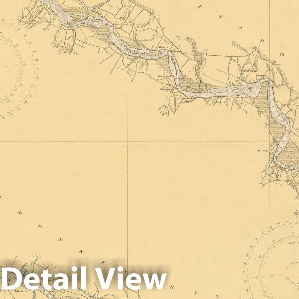 Historic Map : Coastal Charts - Virginia: Pamunkey R and Mattaponi R 1947 , Vintage Wall Art