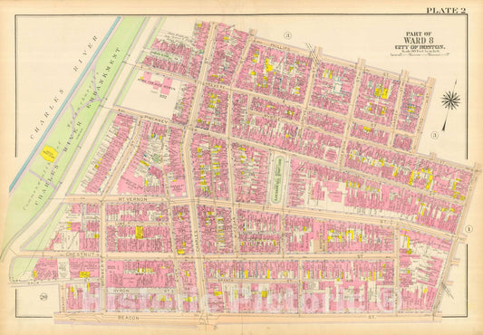 Historic Map : Atlas City of Boston, Boston Proper and Back Bay, Boston 1917 Plate 002 , Vintage Wall Art