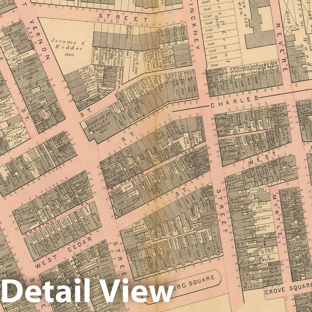 Historic Map : Atlas of County of Suffolk, MA Vol. 1 including Boston Proper, Boston 1874 Plate M , Vintage Wall Art