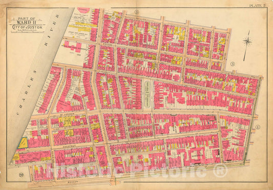 Historic Map : Atlas of Boston Proper, 1902 Plate 002 , Vintage Wall Art
