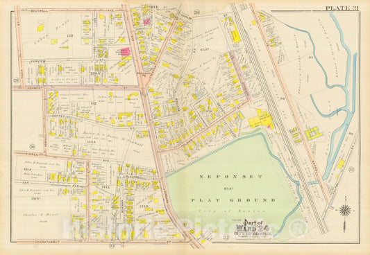 Historic Map : Atlas City of Boston, Dorchester, Dorchester 1910 Plate 031 , Vintage Wall Art