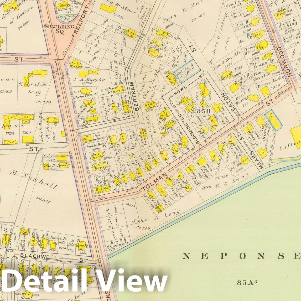Historic Map : Atlas City of Boston, Dorchester, Dorchester 1910 Plate 031 , Vintage Wall Art