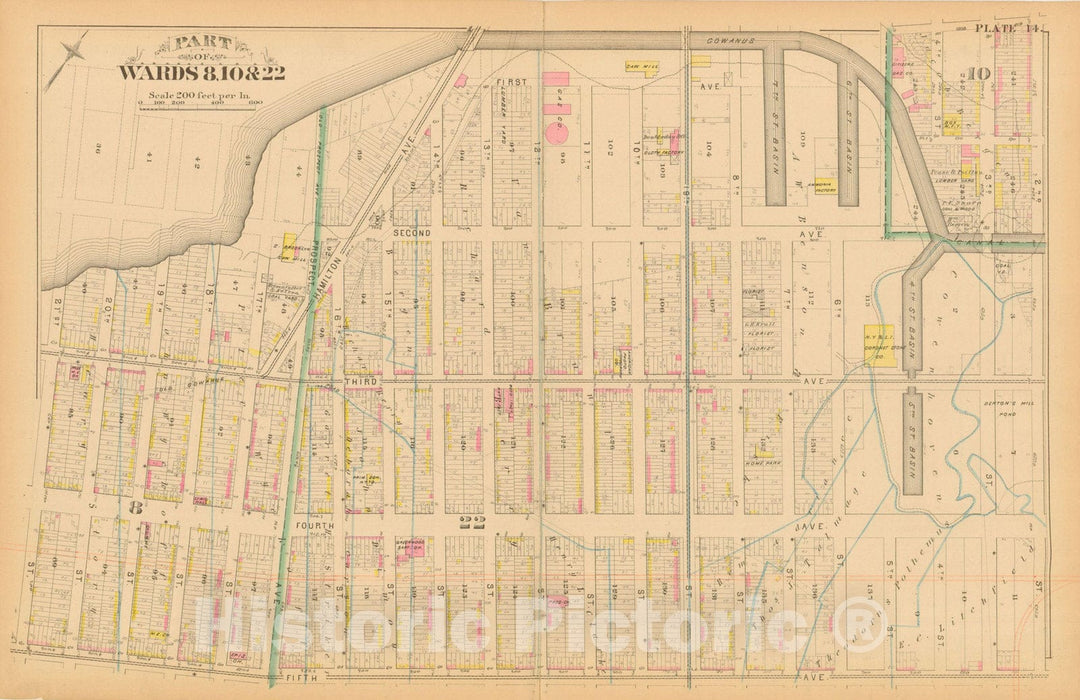 Historic Map : Atlas Entire City of Brooklyn Complete in One Volume, Brooklyn 1880 Plate 014 , Vintage Wall Art