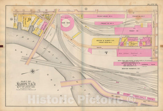 Historic Map : Atlas of Boston Proper, 1898 Plate 013 , Vintage Wall Art