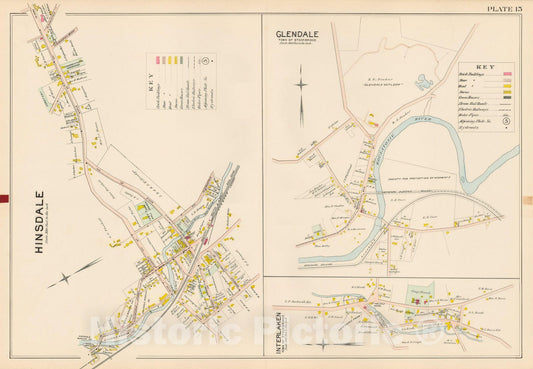 Historic Map : Atlas of Berkshire County Massachusetts, Hinsdale & Stockbridge 1904 Plate 015 , Vintage Wall Art