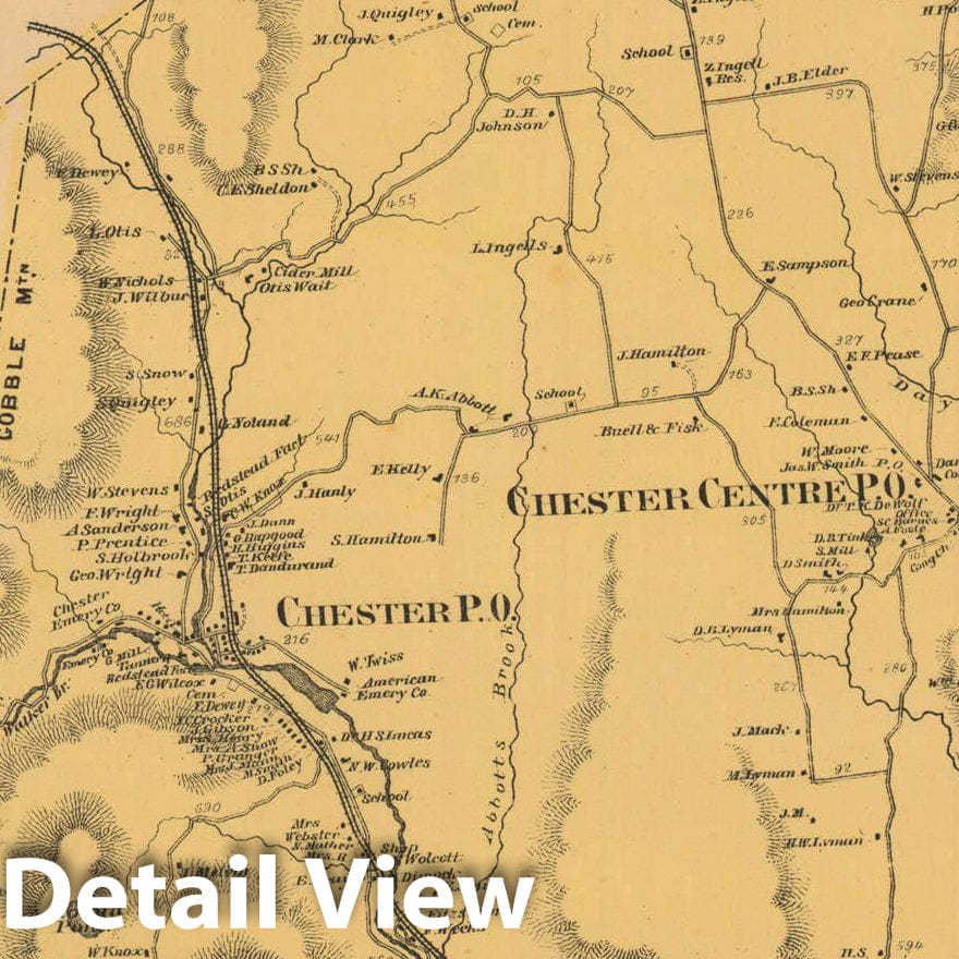Historic Map : Atlas of Hampden County Massachusetts, Chester 1870 , v2, Vintage Wall Art