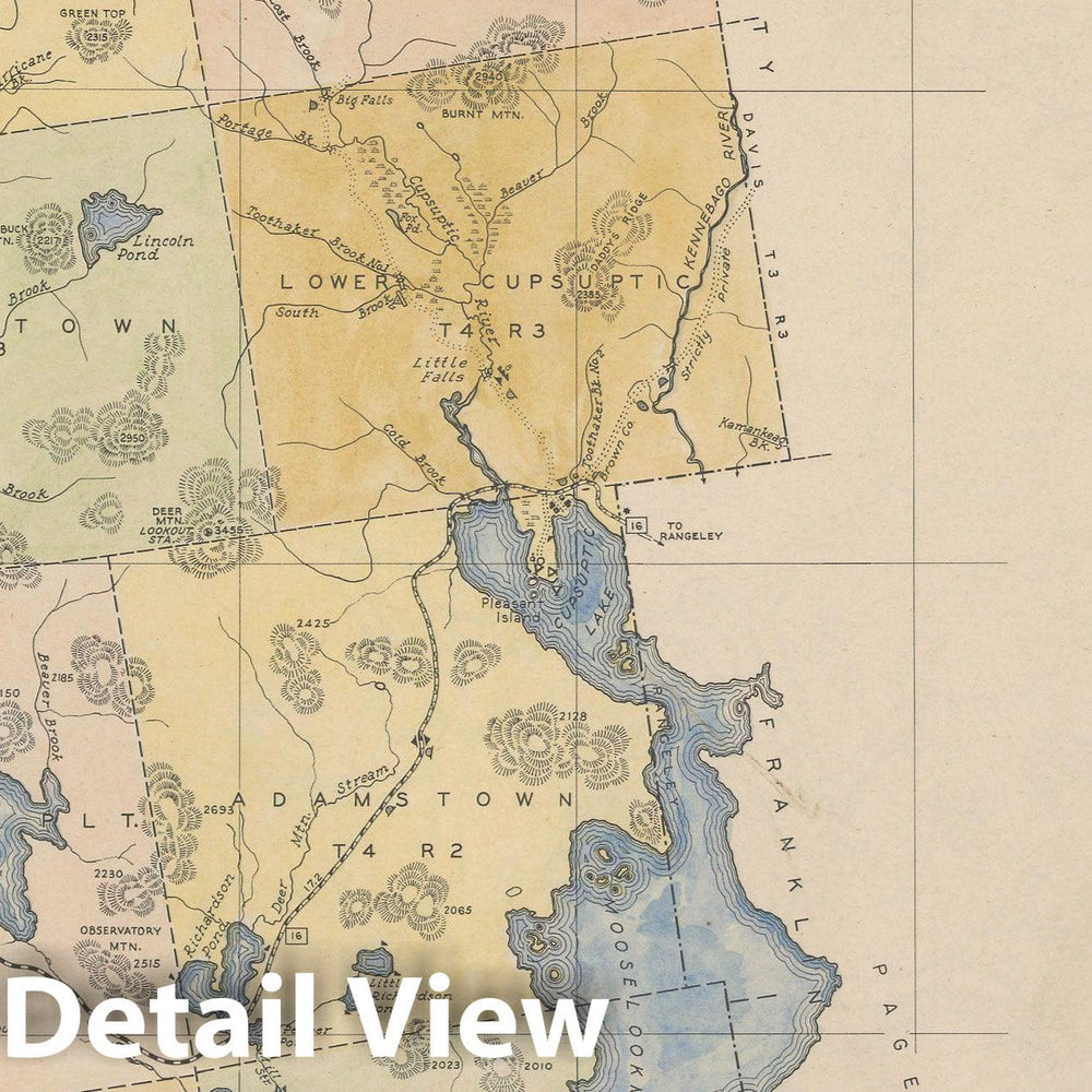 Historic Map : Maine General Highway County Maps, Oxford 1938 Plate 024 , Vintage Wall Art