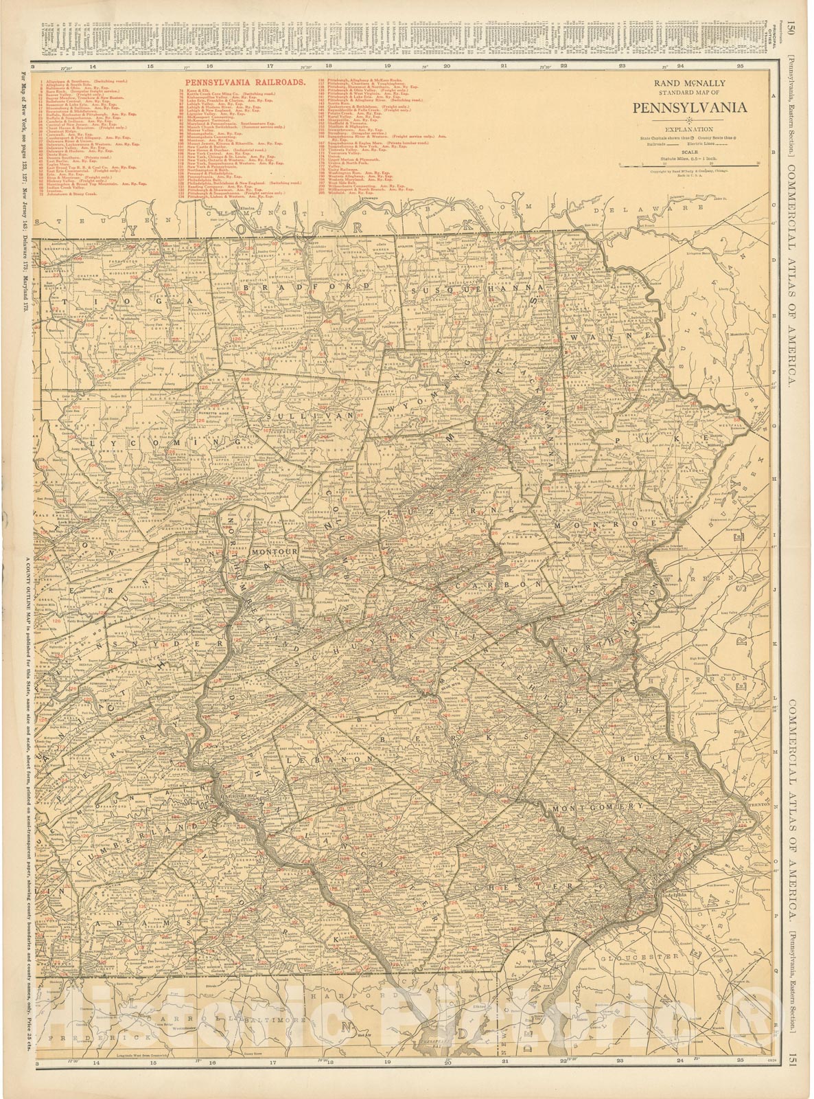 Historic Map : Pennsylvania 1925 , Vintage Wall Art
