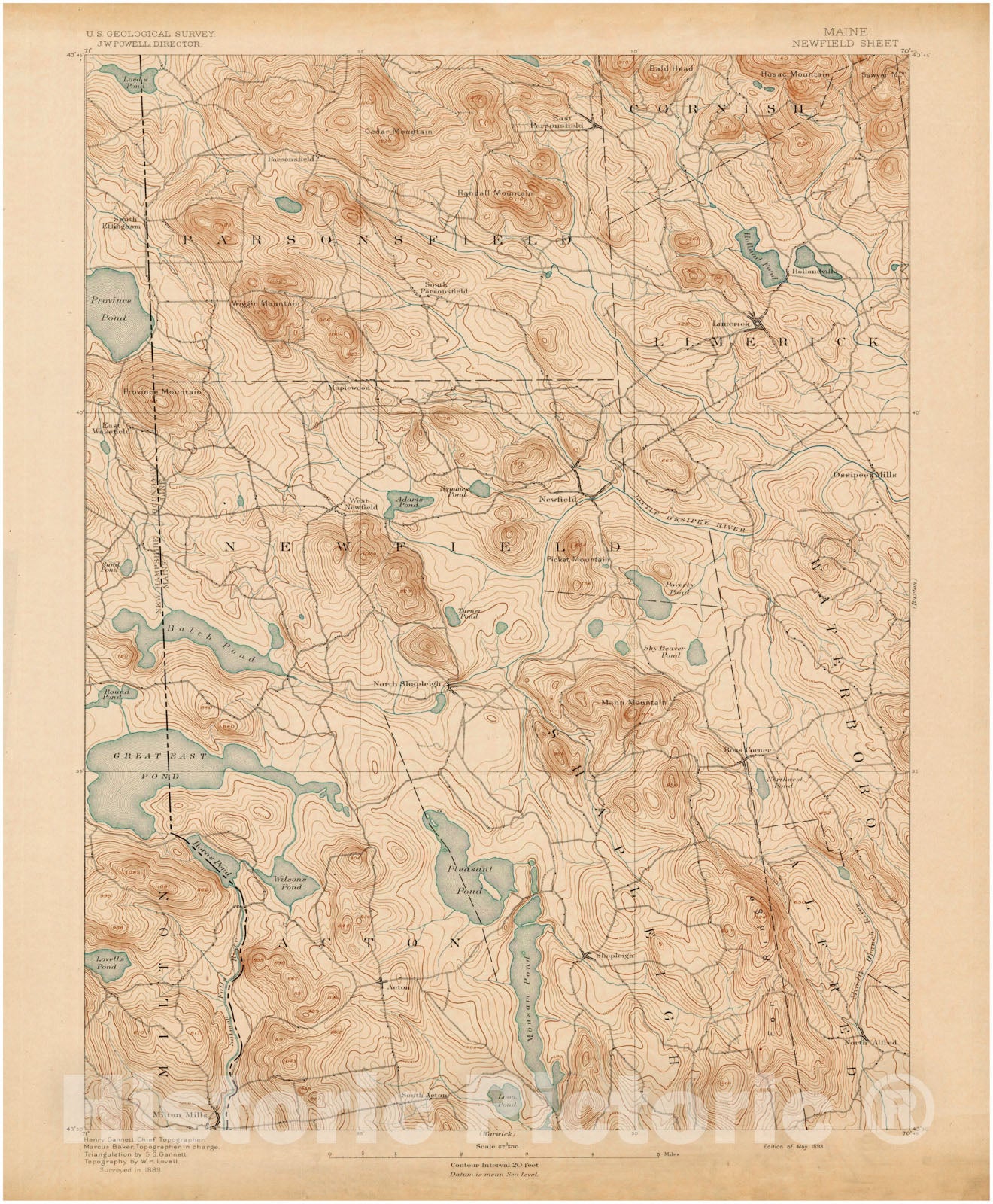 Historic Map : Atlas of Maine 1905, Acton & Limerick & Newfield & North Shapleigh 1905 Topographic Map , Vintage Wall Art