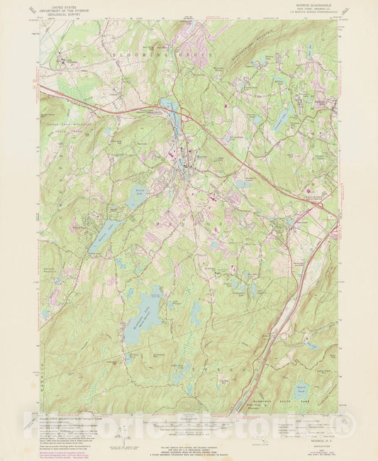 Historic Map : USGS 7.5 Minute Sheets and Quadrangles, Monroe 1981 Topographic Map , Vintage Wall Art