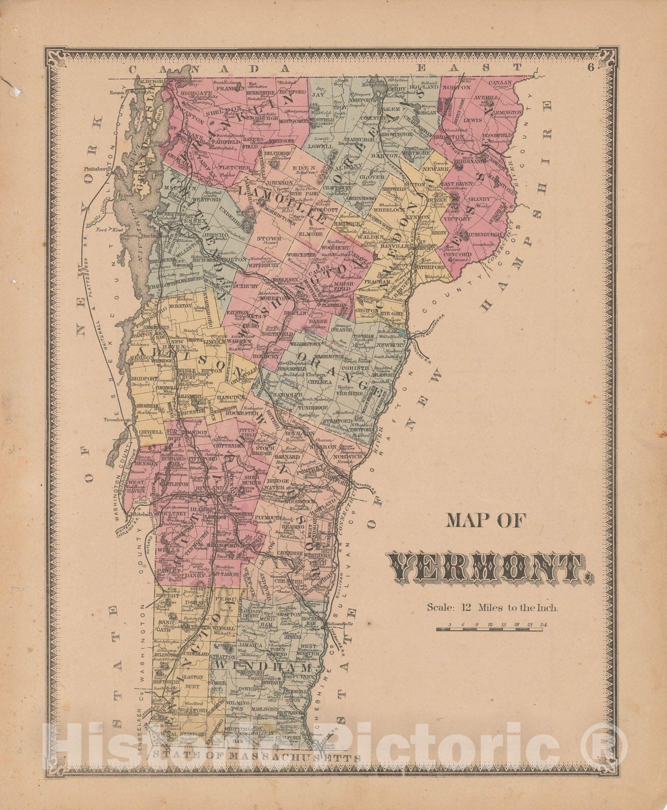 Historic Map : Atlas of Windham County, VT, Vermont 1869 , Vintage Wall Art