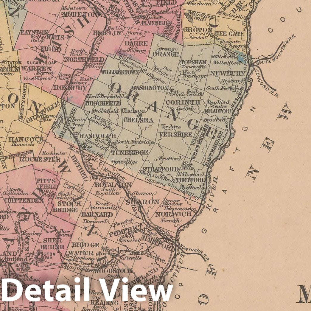 Historic Map : Atlas of Windham County, VT, Vermont 1869 , Vintage Wall Art