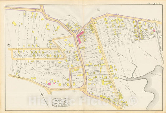 Historic Map : Atlas City of Boston, Vol. 5, Dorchester, Dorchester 1889 Plate 008 , Vintage Wall Art