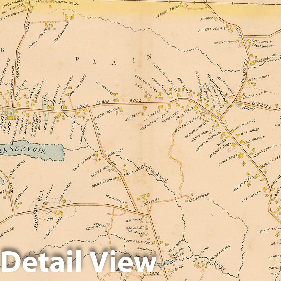 Historic Map : New Topographical Atlas of Surveys Bristol County Massachusetts, Acushnet 1895 , Vintage Wall Art
