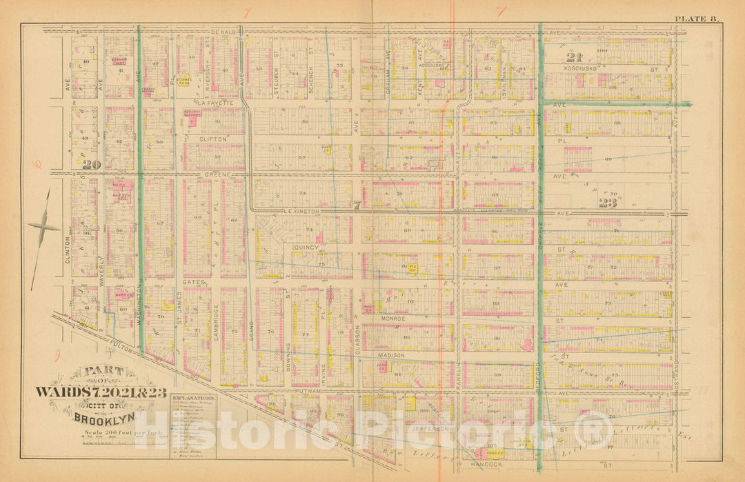 Historic Map : Atlas Entire City of Brooklyn Complete in One Volume, Brooklyn 1880 Plate 008 , Vintage Wall Art