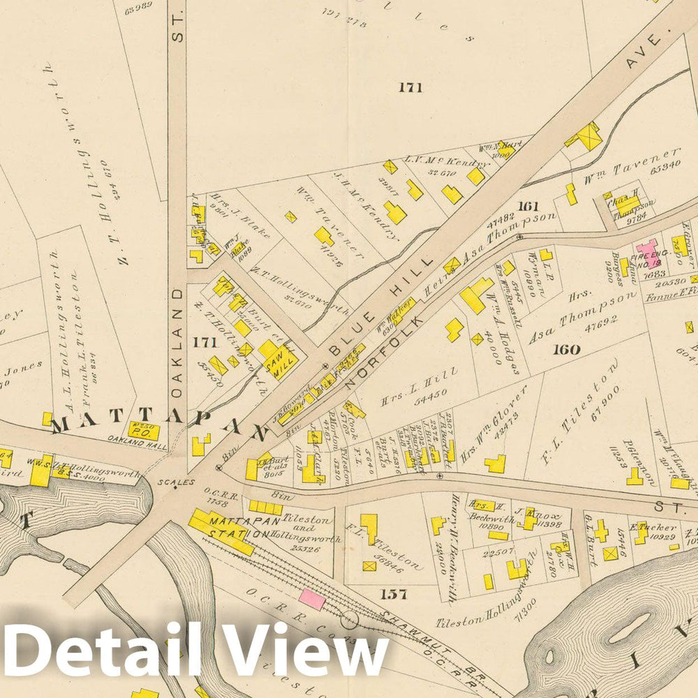 Historic Map : Atlas of Dorchester, Dorchester 1884 Plate P , Vintage Wall Art