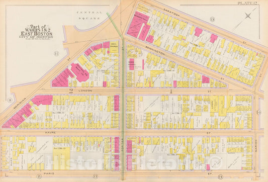 Historic Map : Atlas City of Boston, Vol. 9, East Boston 1892 Plate 012 , Vintage Wall Art