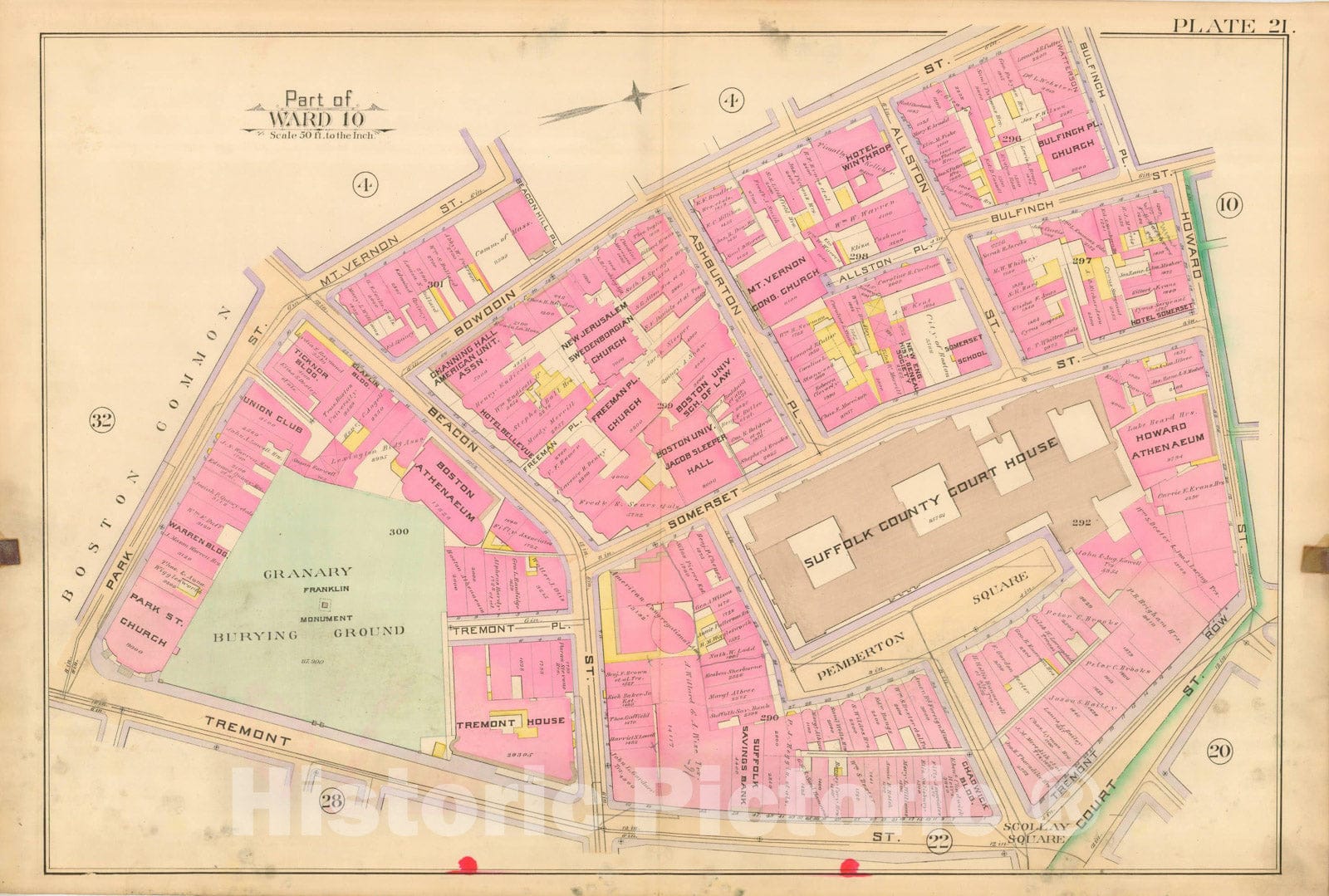 Historic Map : Atlas City of Boston, City Proper, Vol. I, Boston 1888 Plate 021 , Vintage Wall Art