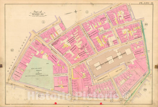 Historic Map : Atlas City of Boston, City Proper, Vol. I, Boston 1888 Plate 021 , Vintage Wall Art