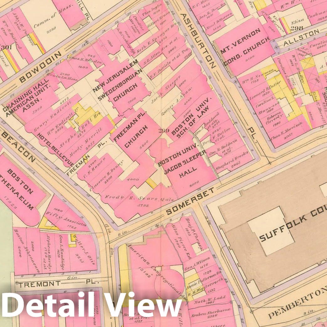 Historic Map : Atlas City of Boston, City Proper, Vol. I, Boston 1888 Plate 021 , Vintage Wall Art