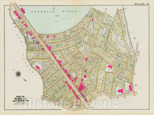 Historic Map : Atlas City of Boston, Dorchester, Dorchester 1933 Plate 037 , Vintage Wall Art