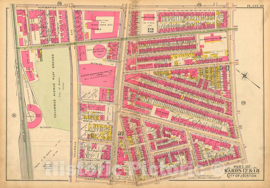 Historic Map : Atlas of Boston Proper, 1902 Plate 030 , Vintage Wall Art