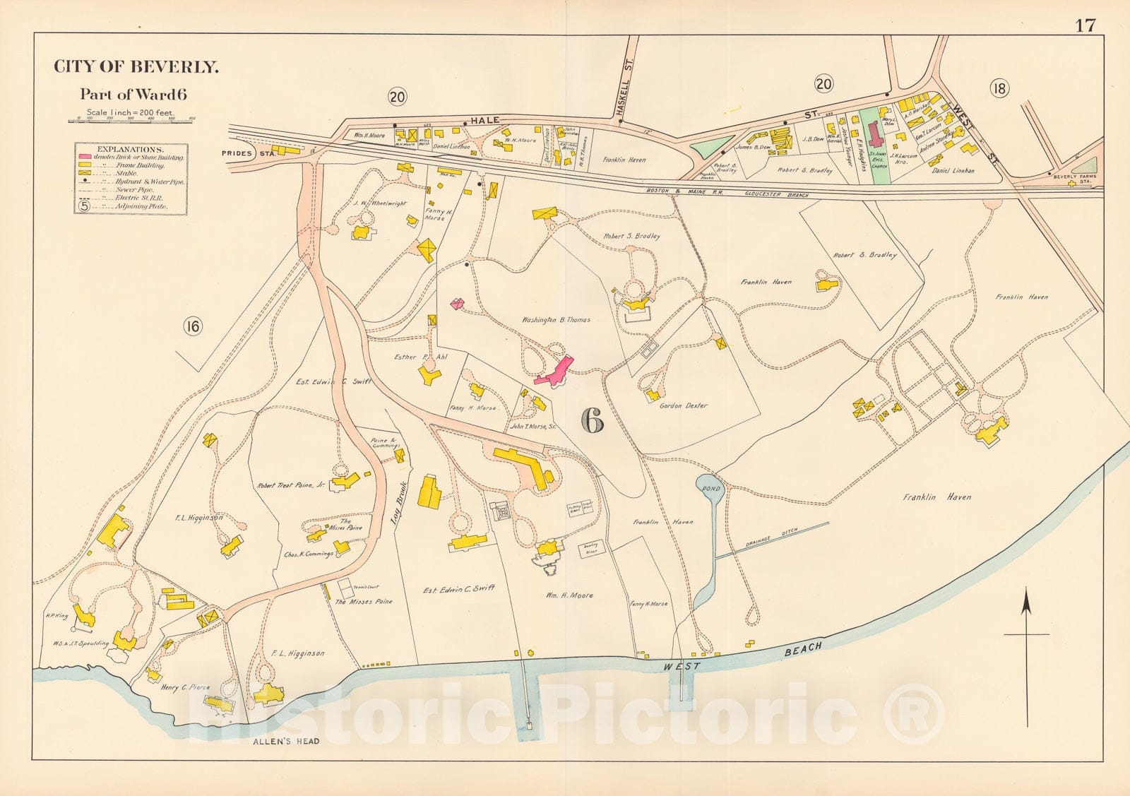 Historic Map : Beverly 1907 Plate 017 , Atlas City of Beverly , Vintage Wall Art