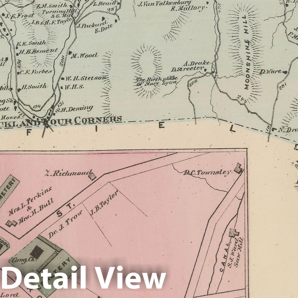 Historic Map : Atlas of Franklin Co. Massachusetts, Buckland 1871 , Vintage Wall Art