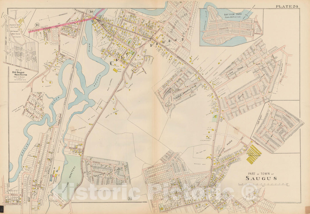 Historic Map : Atlas of Lynn, Swampscott and Saugus, Saugus 1909 Plate 024 , Vintage Wall Art