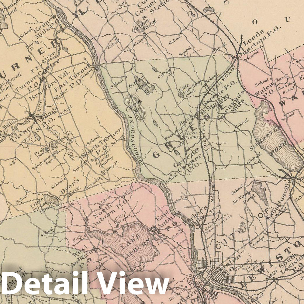 Historic Map : Atlas of Maine, Androscoggin 1885 , Vintage Wall Art