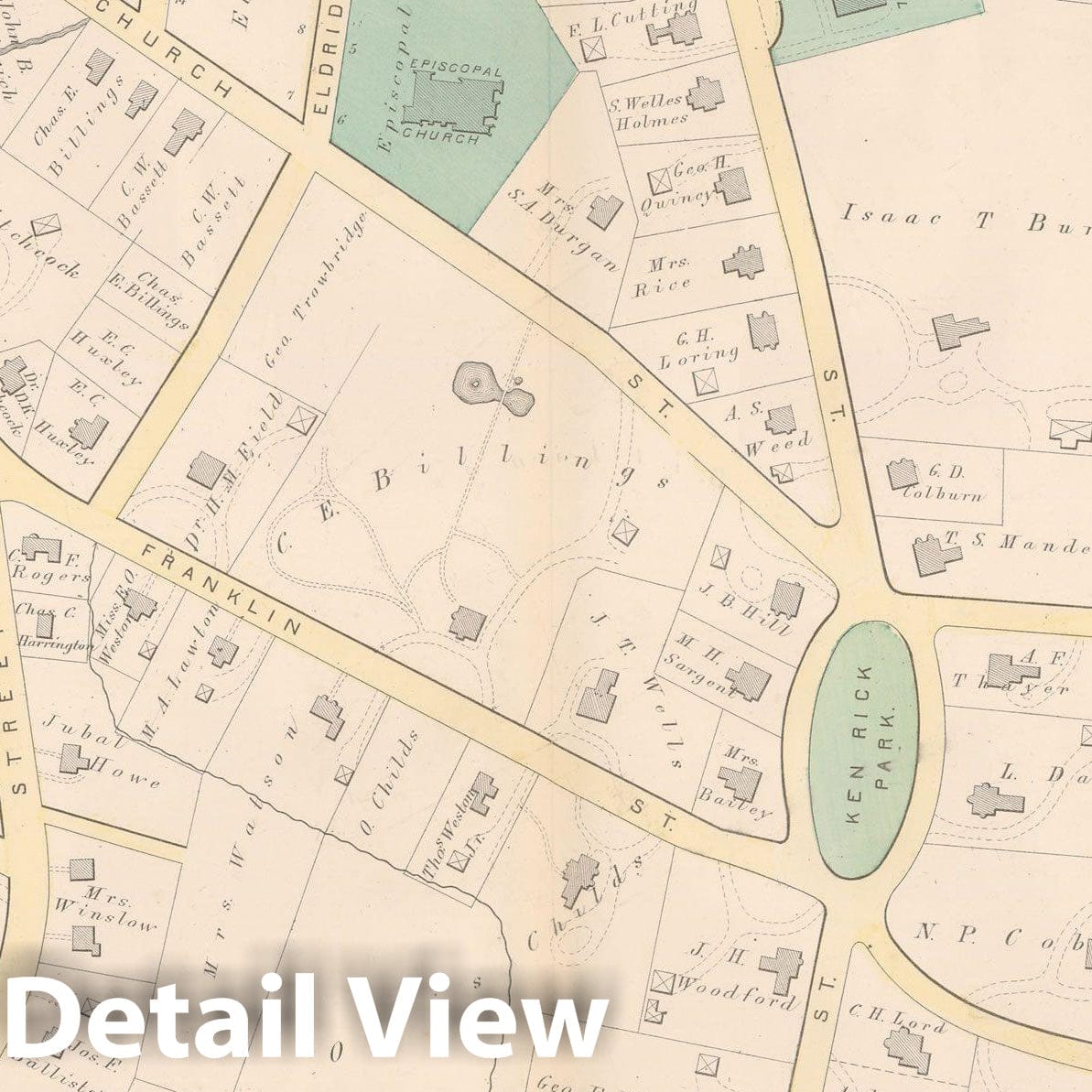 Historic Map : City of Newton, Middlesex County, Newton 1874 Plate B , Vintage Wall Art