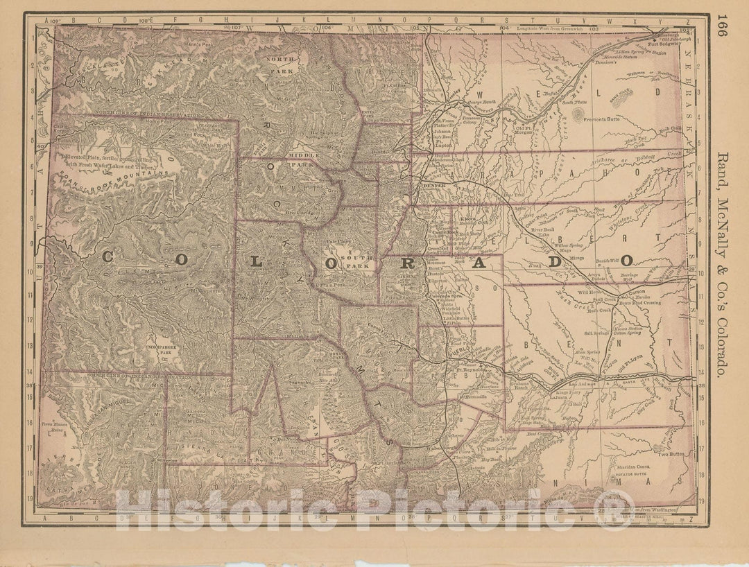 Historic Map : Colorado 1877 , Business Atlas of the USA , Vintage Wall Art