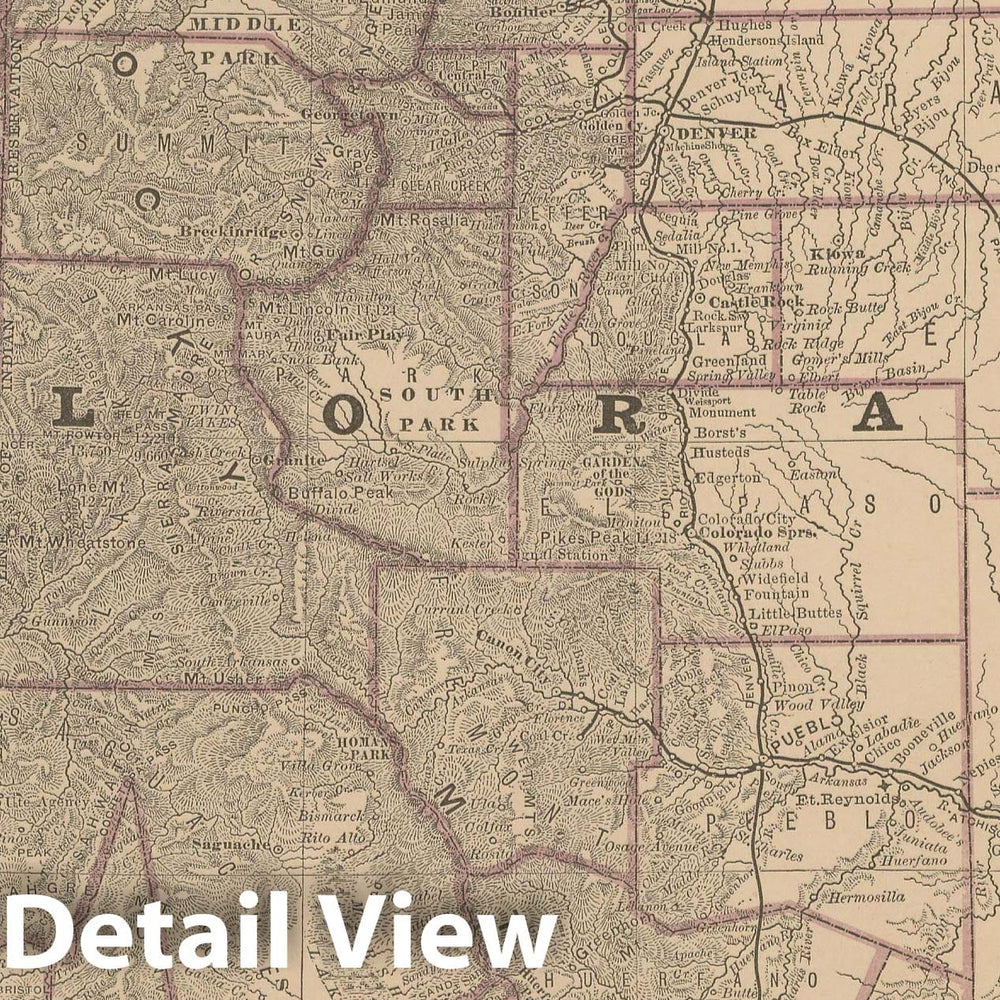 Historic Map : Colorado 1877 , Business Atlas of the USA , Vintage Wall Art