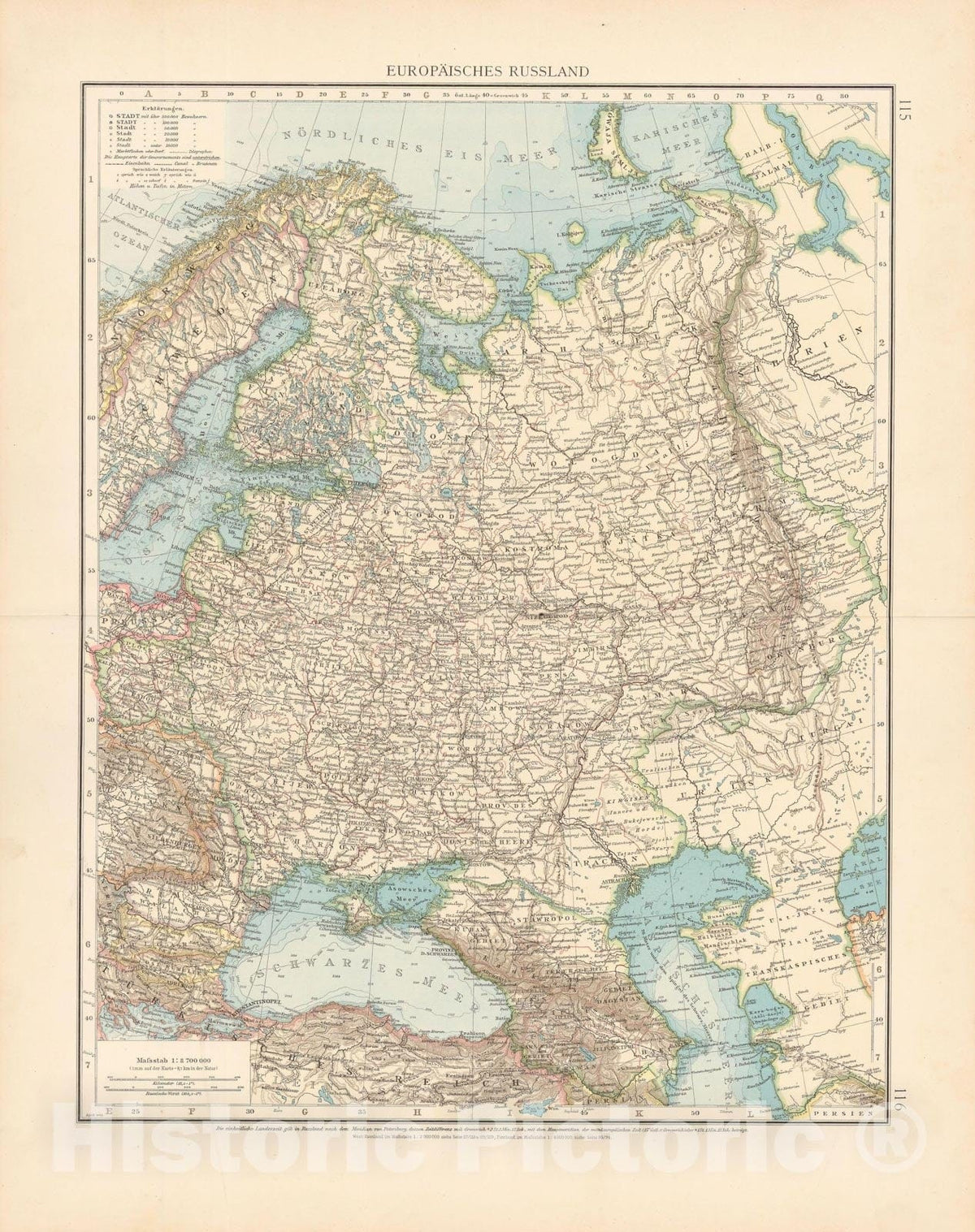 Historic Map : Russia 1899 , Andrees Allgemeiner Handatlas , Vintage Wall Art