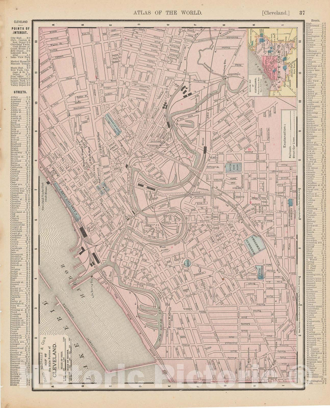 Historic Map : Cleveland 1900 , Universal Atlas World , Vintage Wall Art