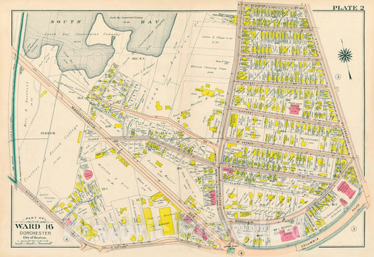 Historic Map : Atlas City of Boston, Vol. 5, Dorchester, 4th Ed., Dorchester 1904 Plate 002 , Vintage Wall Art