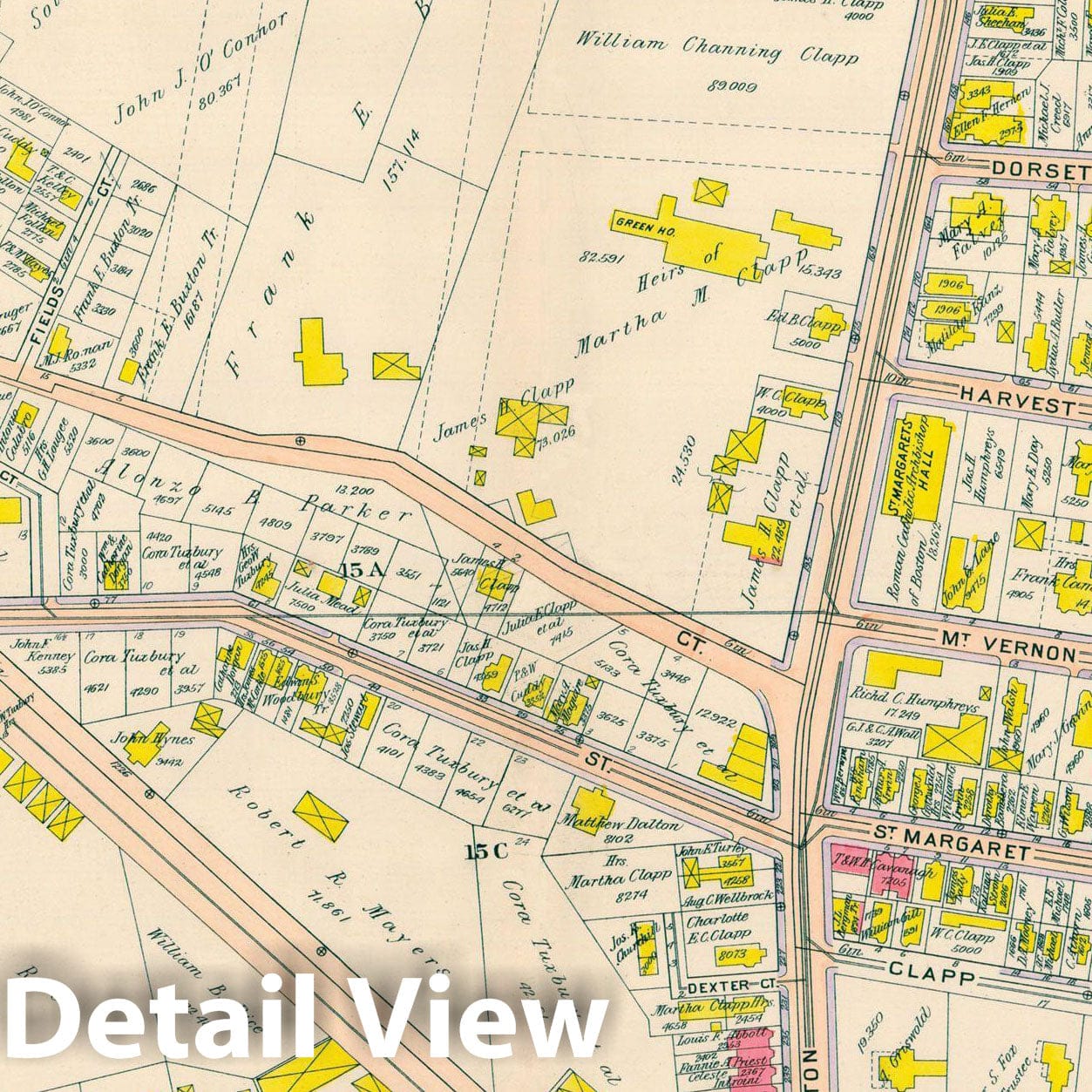 Historic Map : Atlas City of Boston, Vol. 5, Dorchester, 4th Ed., Dorchester 1904 Plate 002 , Vintage Wall Art